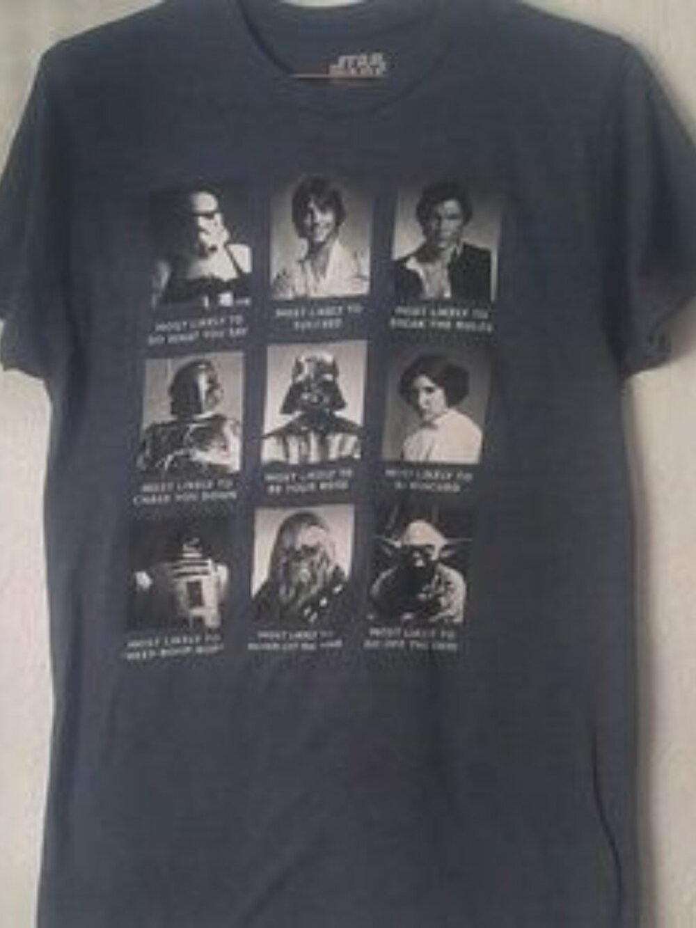 Star Wars SZ S Vintage Cotton & Polyester Gray & Cream Graphic Tee